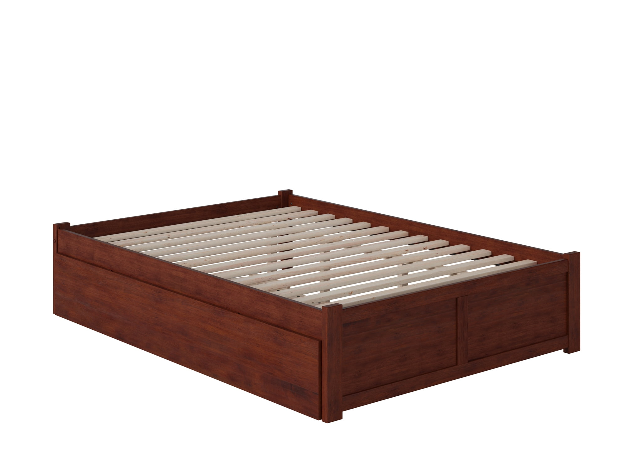 Concord Queen Bed with Footboard and Twin Extra Long Trundle in Walnut