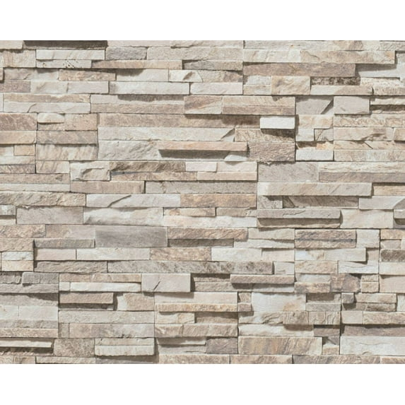 Concord Wallcoverings Modern Textured Wallpaper Deco/Motive, Stone, Vinyl Accent Wall, Beige, Black, Brown, Cream, Grey, 21 in x 33 Ft (57 sq. ft), 388161