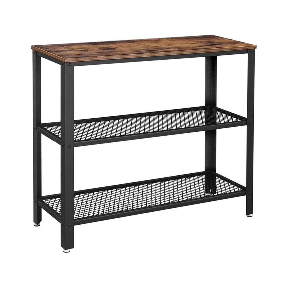 Console Table, 40" Entryway Table with Storage Shelf for Storing Shoe, Flowers, 3 Tier Narrow Sofa Table, Rustic Brown and Black