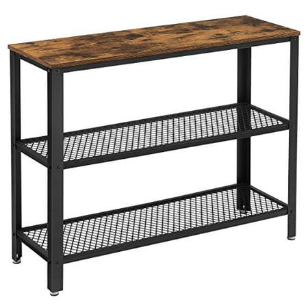 Console Table, 40" Entryway Table with Storage Shelf for Storing Shoe, Flowers, 3 Tier Narrow Sofa Table, Rustic Brown and Black