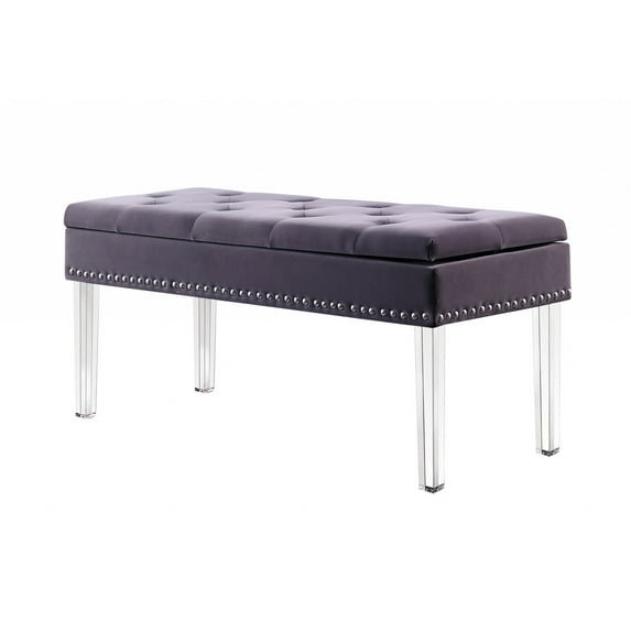 Contemporary Chic Purple Gray and Clear Acrylic Storage Bench