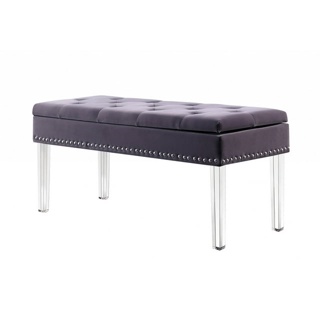 Contemporary Chic Purple Gray and Clear Acrylic Storage Bench