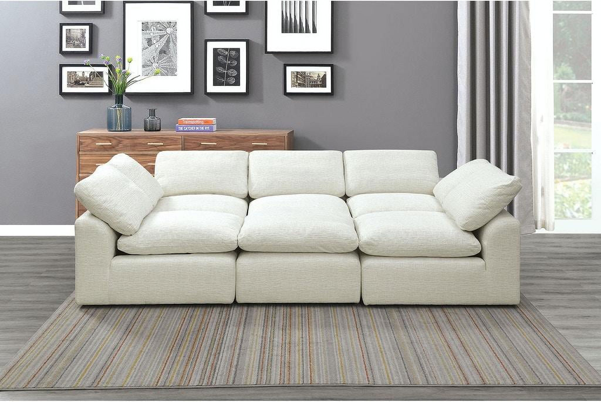 Contemporary Cream Chenille Sleeper Sofa FOA CM6974BG-SLEEPER Joel