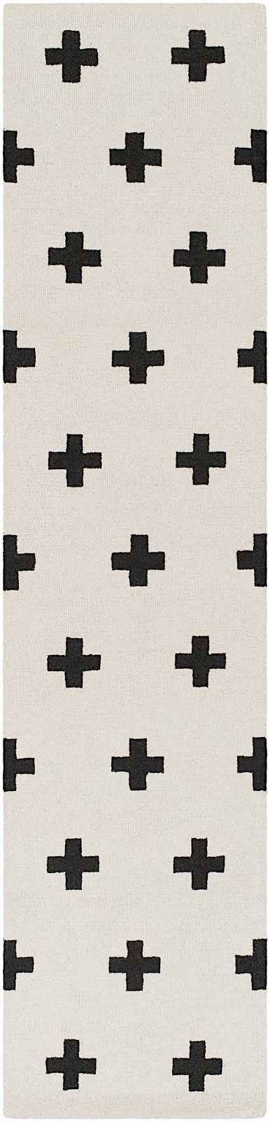 Cavan Geometric Handmade Tufted Wool Black/Off-White Area Rug