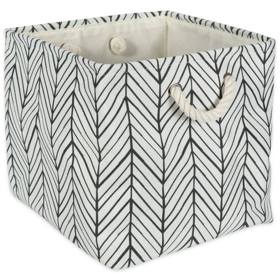 Contemporary Home Living 11" Black and White Square Multi Purpose Storage Bin