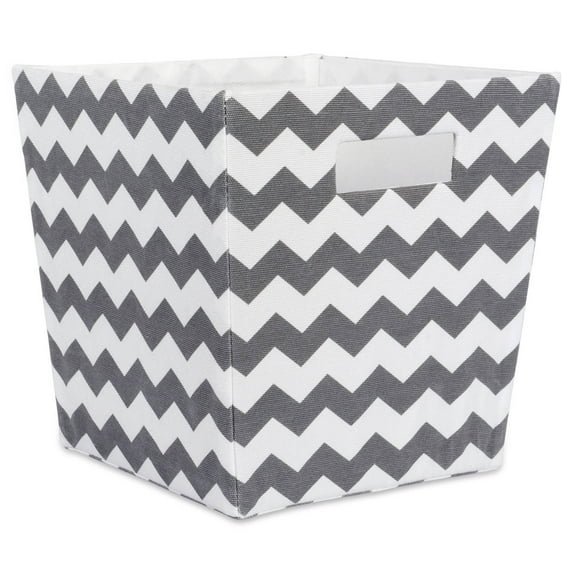 11 x 11 x 11 in. Chevron Polyester Trapezoid Storage Bin, Grey