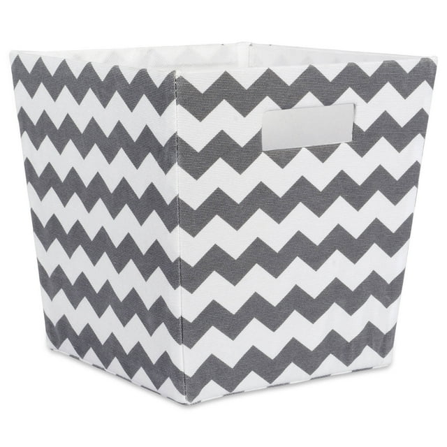 11 x 11 x 11 in. Chevron Polyester Trapezoid Storage Bin, Grey