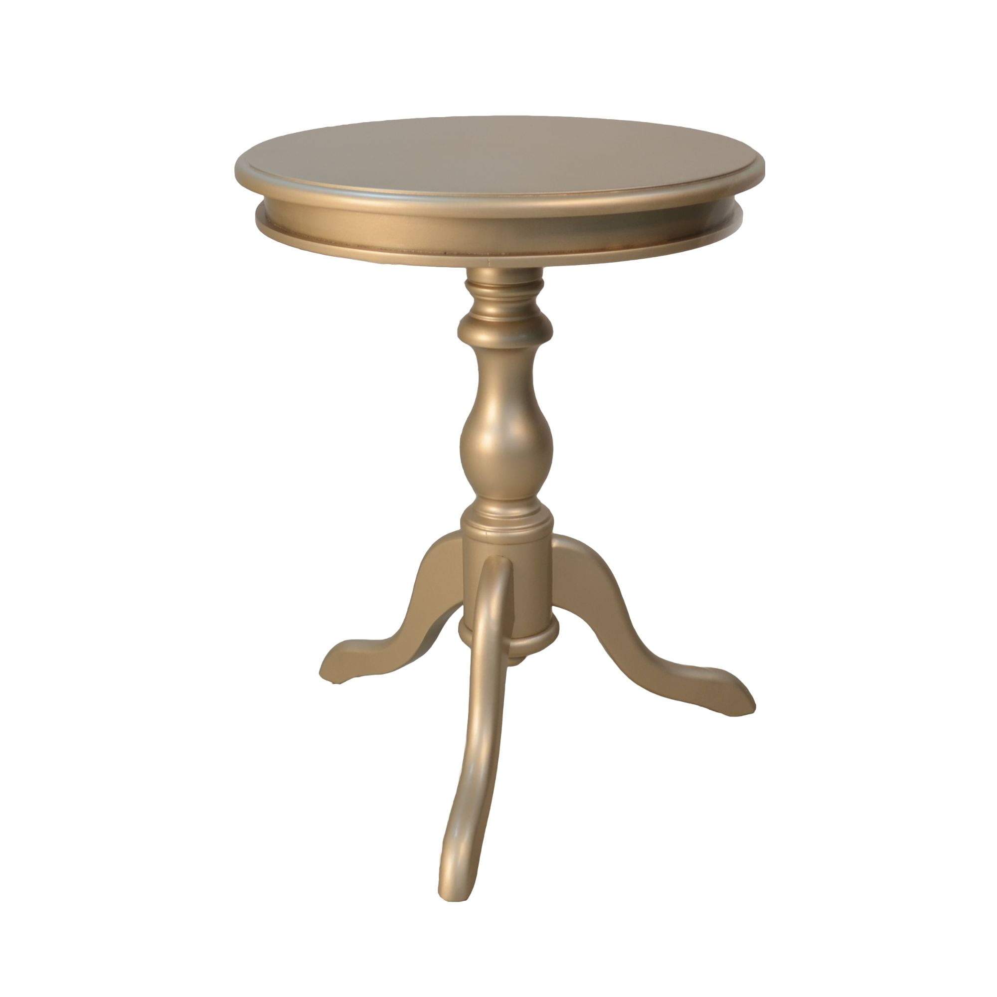 Contemporary Home Living 25.25" Champagne Gold Round Side Table with Pedestal Base and Curving Feet