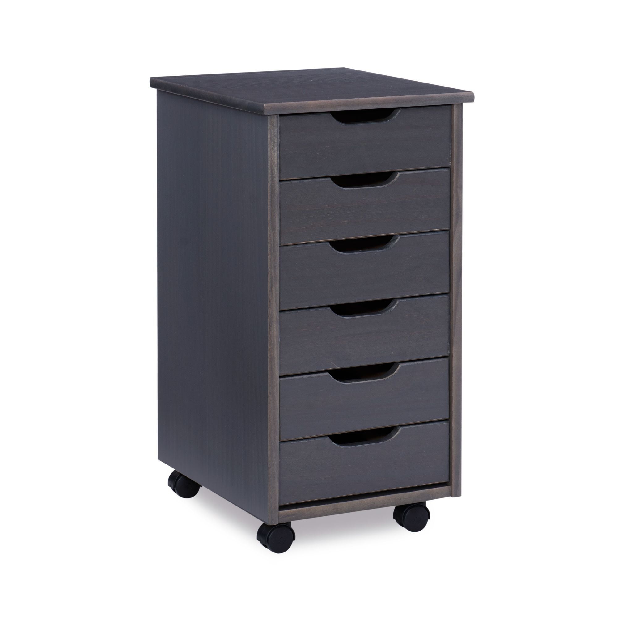 Contemporary Home Living 26" Gray Rolling Storage Cabinet with 6 Drawer