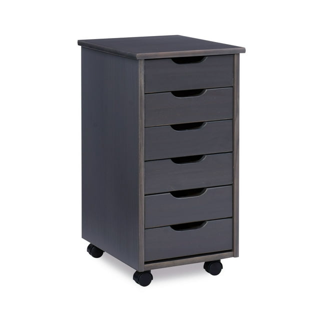 Contemporary Home Living 26" Gray Rolling Storage Cabinet with 6 Drawer