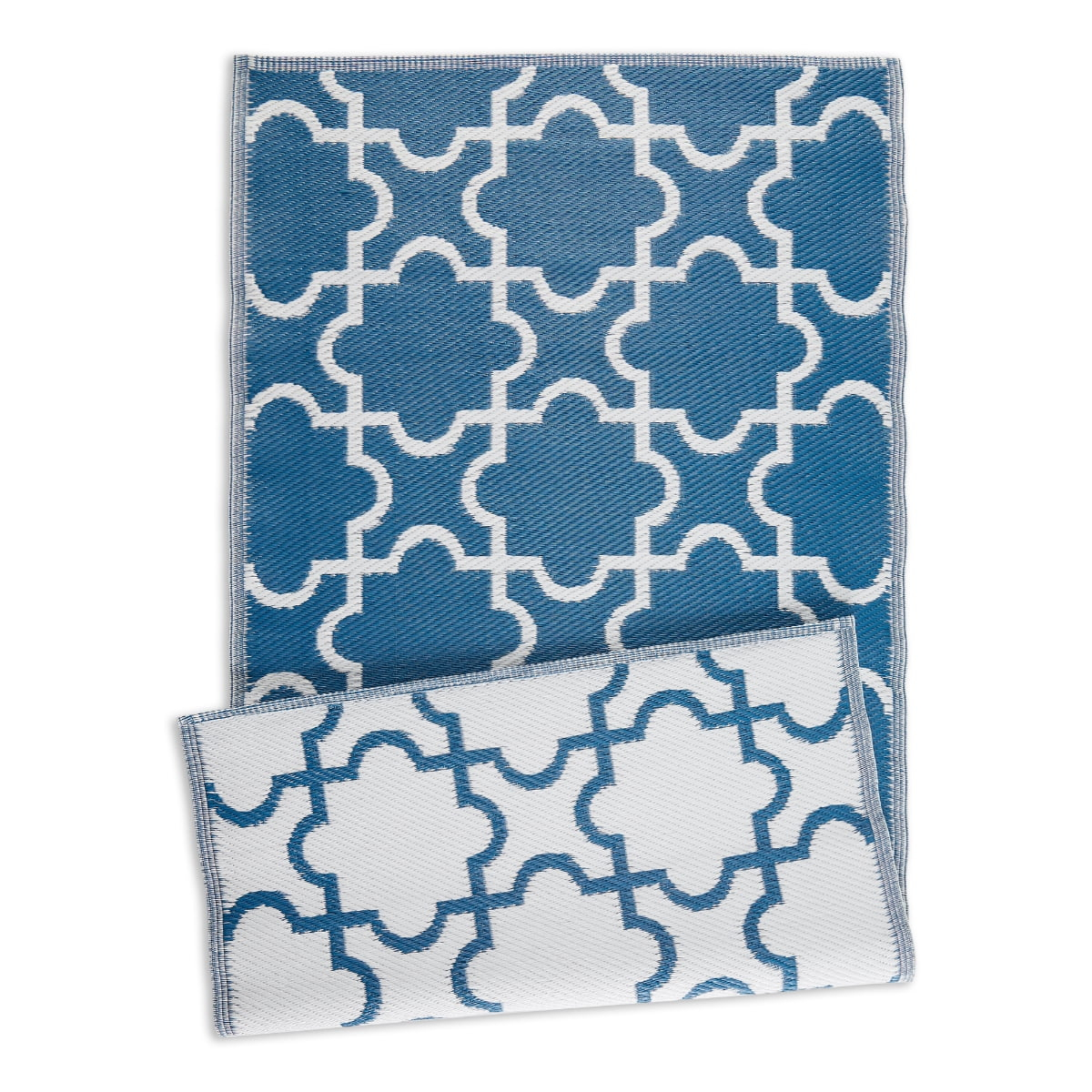 Contemporary Home Living Double Sided Quatrefoil Outdoor Rug Runner - 3' x 6'