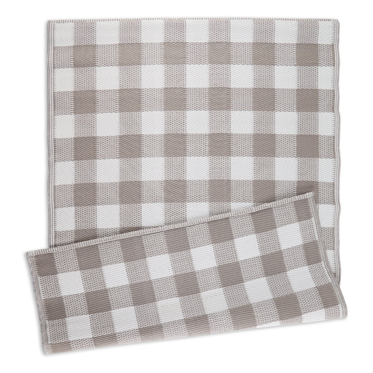 Contemporary Home Living 4' x 6' Buffalo Check Rectangular Outdoor Area Throw Rug - Brown and White