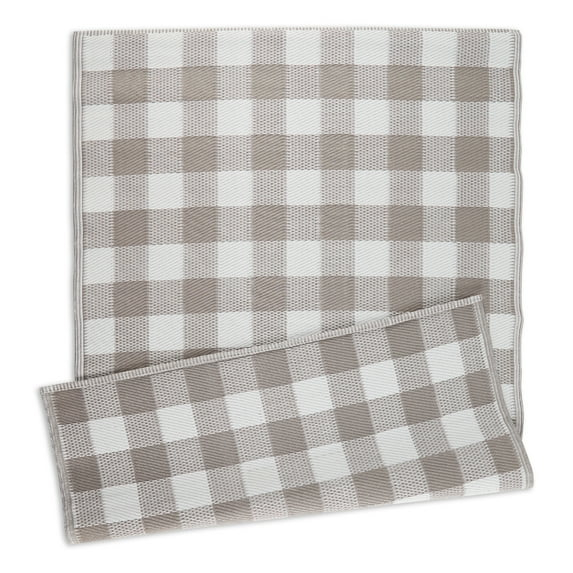 Contemporary Home Living 4' x 6' Buffalo Check Rectangular Outdoor Area Throw Rug - Brown and White