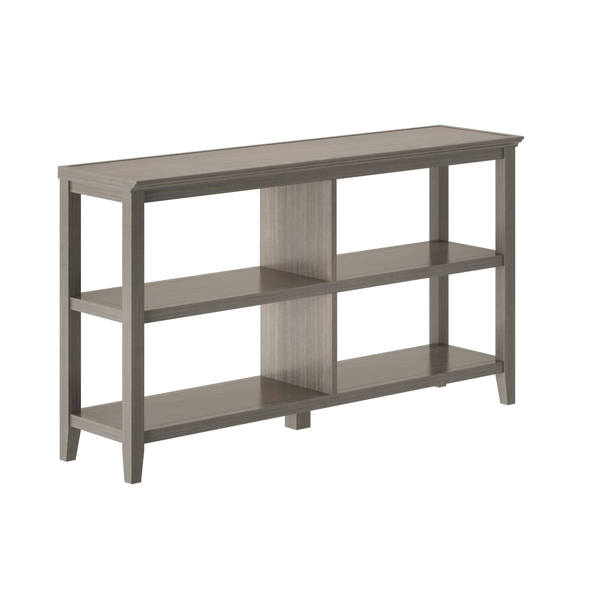 2-Tier Low Wooden Bookcase, Washed Grey