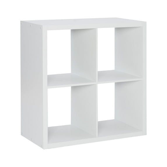 Crisp White Transitional 4-Cube Storage Cabinet