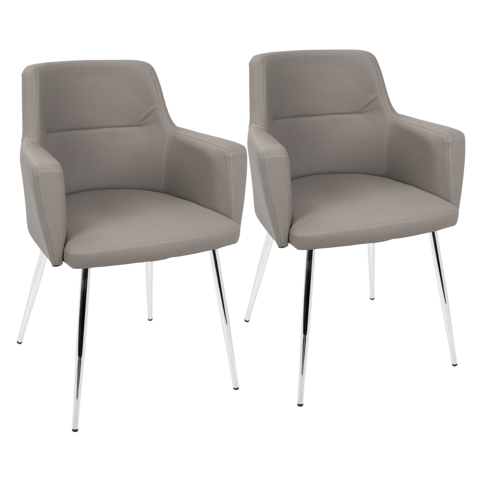 LumiSource Grey, Chrome Andrew Chair - Set of 2