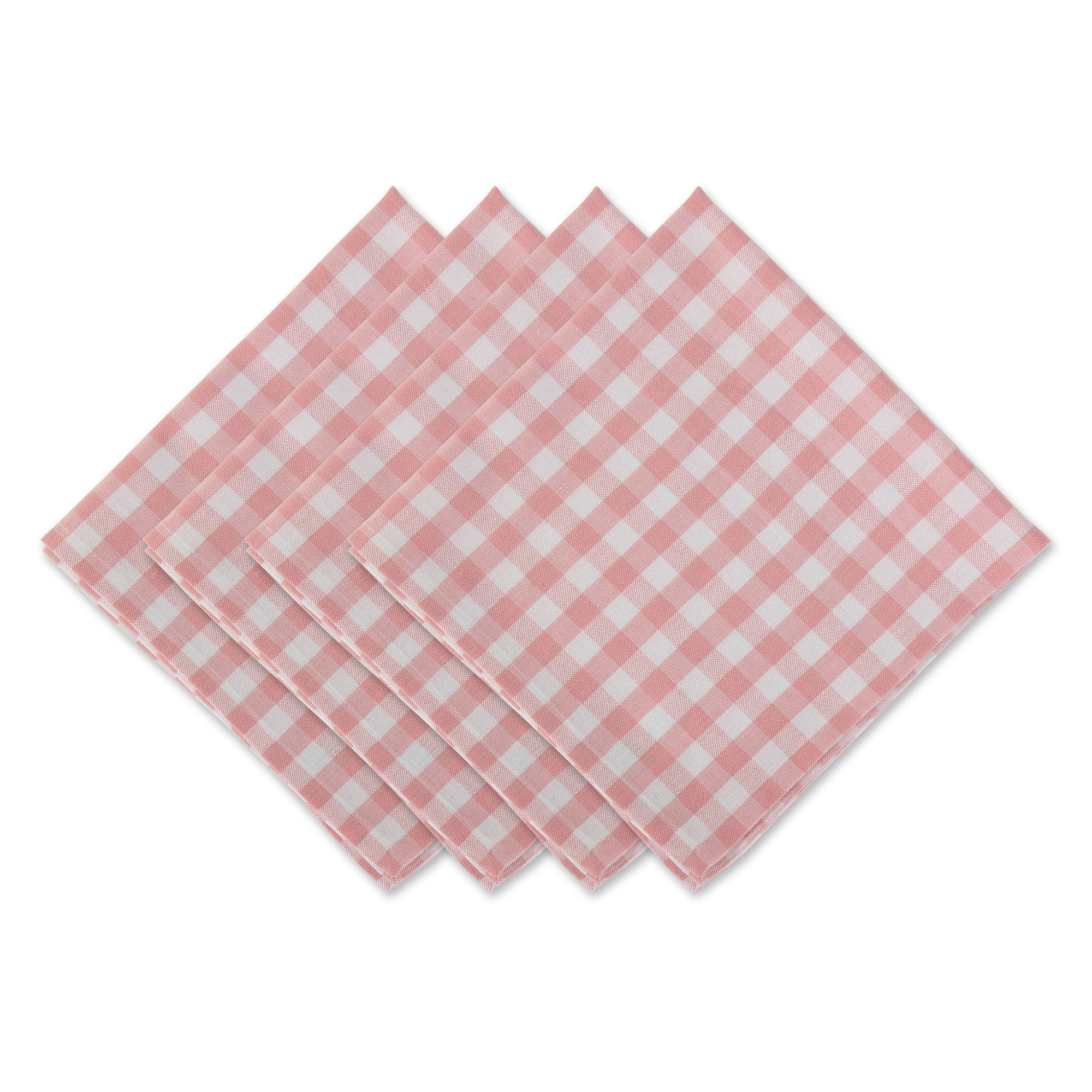 Contemporary Home Living Set of 4 Pink and White Gingham Napkin, 20"