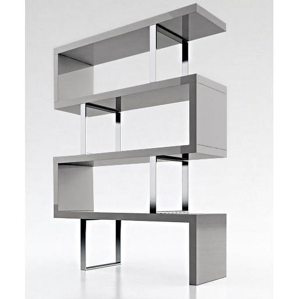 Contemporary Lacquer Wood Display Shelf in Gray