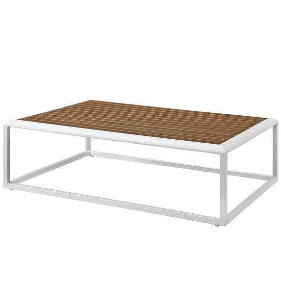 Modway Stance Outdoor Patio Aluminum Coffee Table in White Natural