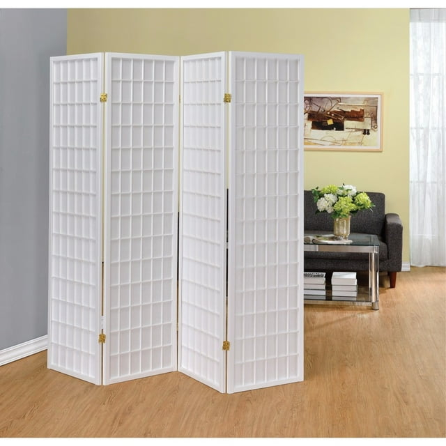 Contemporary White Pine Four Panel Folding Screen