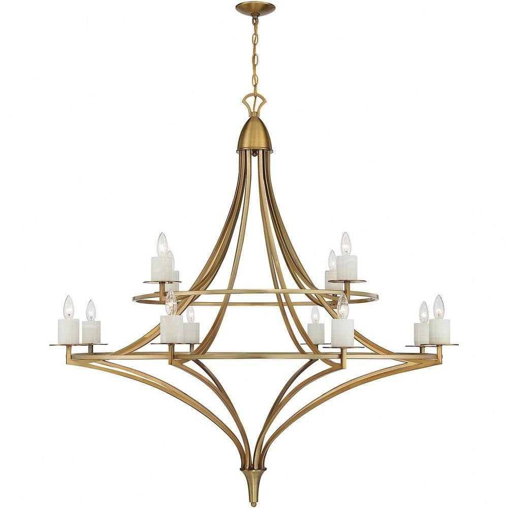 Contemporary Traditional Twelve Light Chandelier-Warm Brass Finish Bailey Street Home 159-Bel-4636183