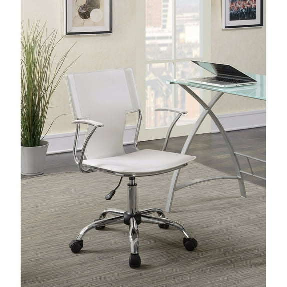 Contemporary styled mid back office chair, White/Chrome - Saltoro Sherpi
