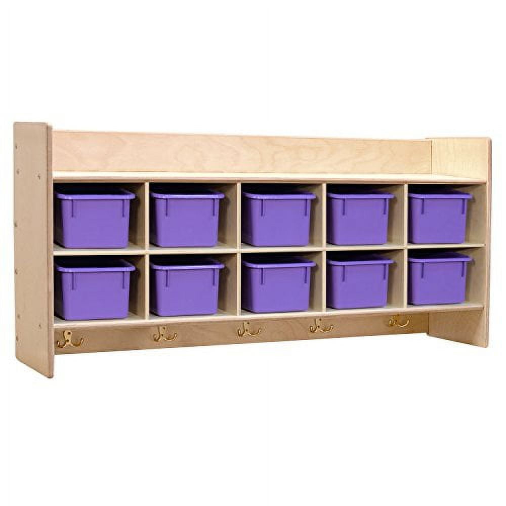 Wood Designs Contender (10) Cubbie Wall Hanging Storage with Hooks