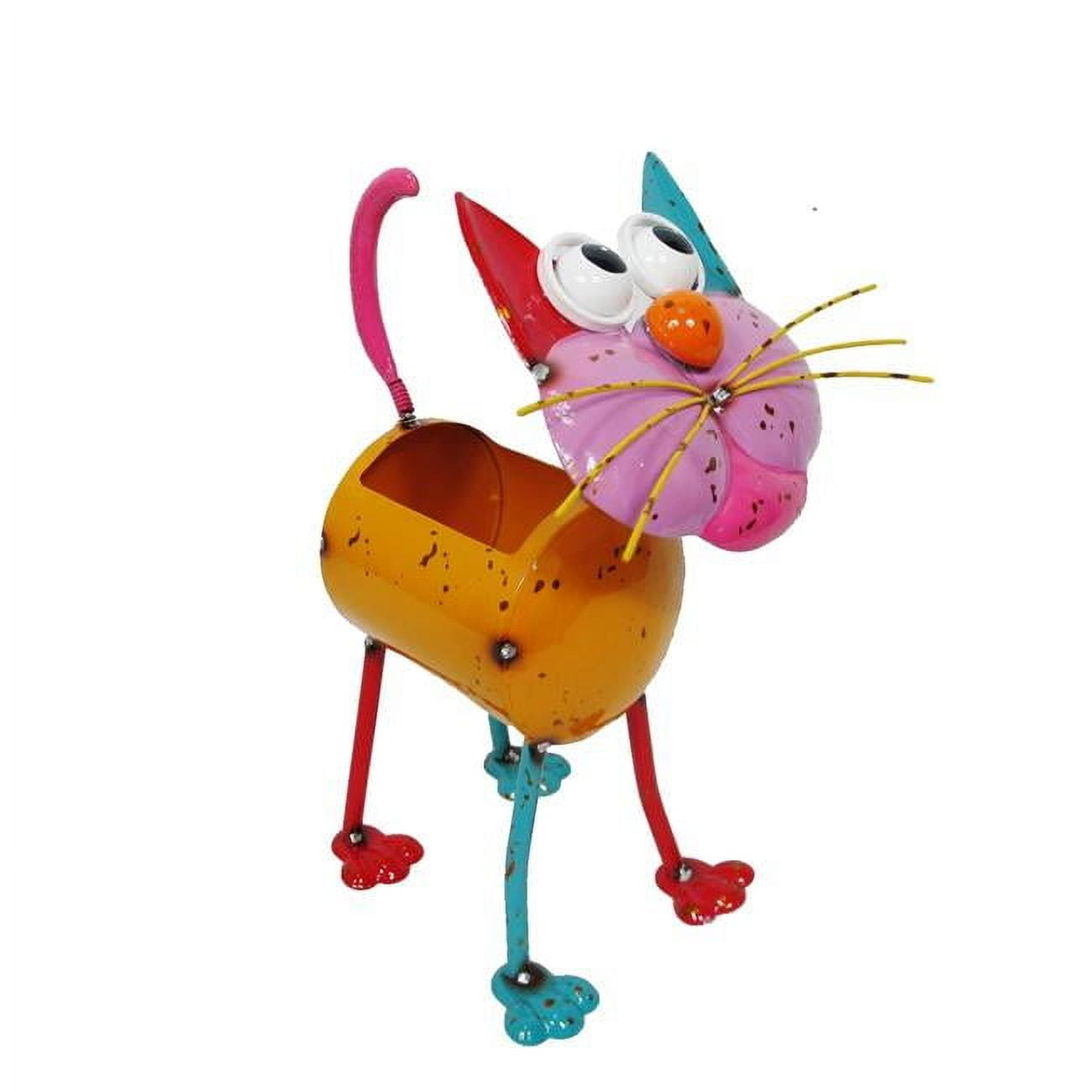 Continental Art Center  Colorful Enameled Metal Cat Planter