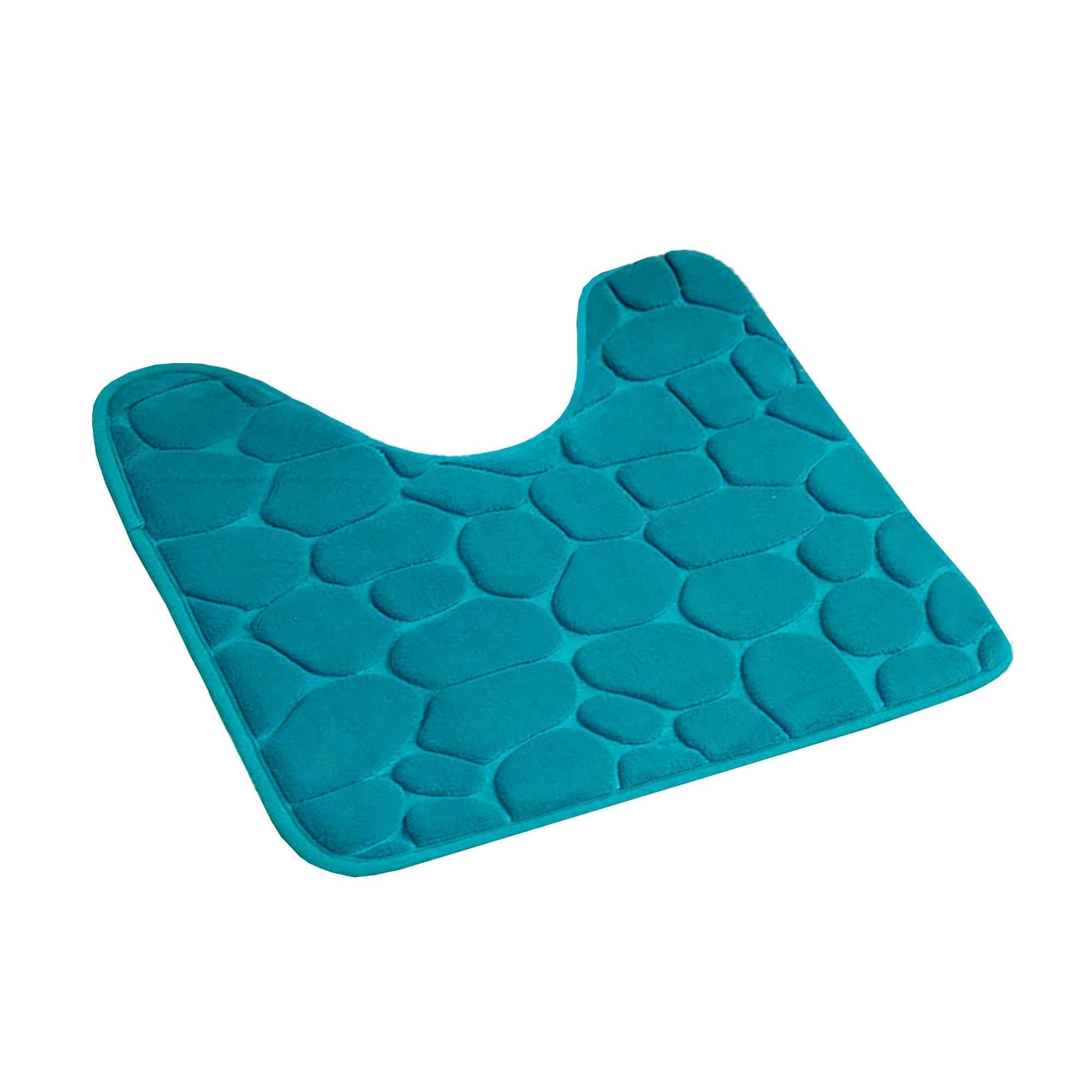 Contour Bath Rug Memory Foam Mat 3D Pebble 20âL x 20âW Peacock Blue