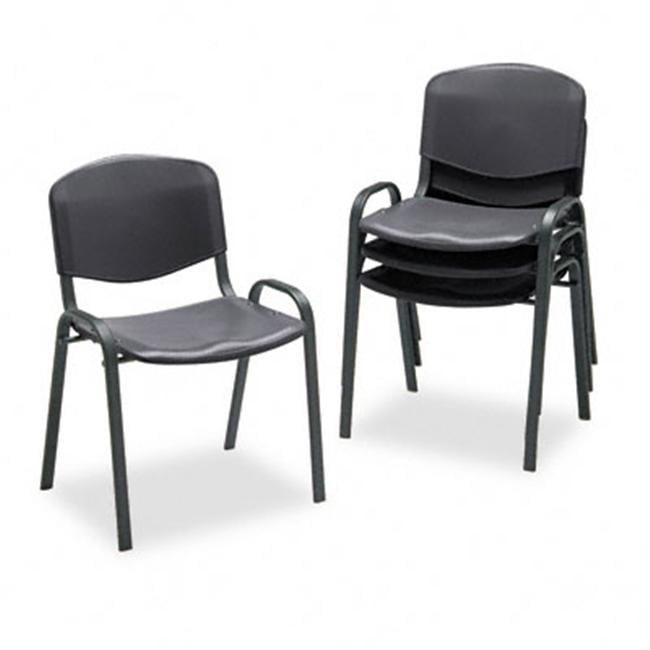 Safco Stacking Chair, Supports Up to 250 lb, 18" Seat Height, Black Seat, Black Back, Black Base, 4/Carton