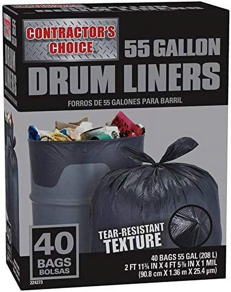 Contractor's Choice Contractor 55-Gallon Scent free Black Outdoor Plastic Construction Flap Tie Trash Bag 40 -Count