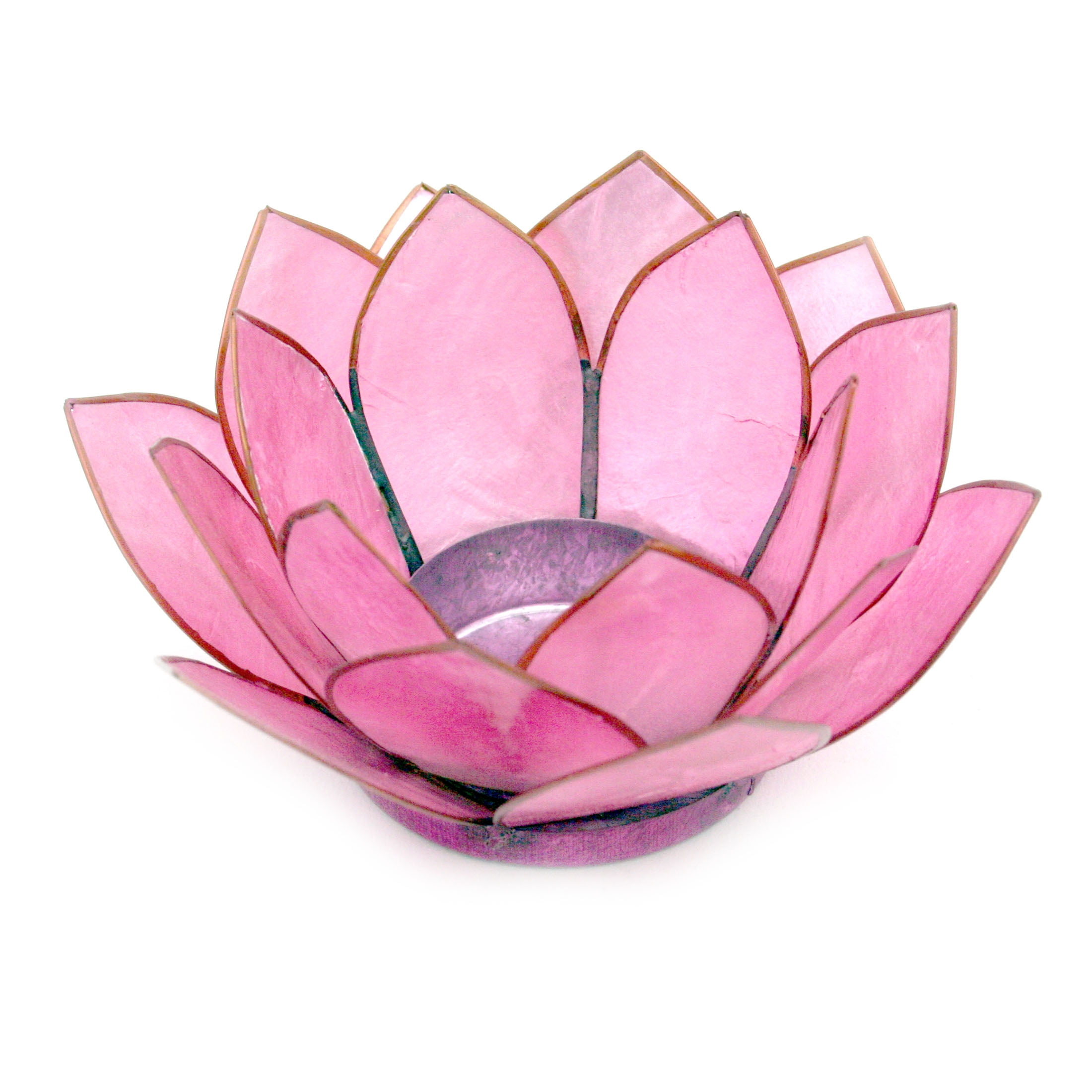Contrast Light Pink Capiz Shell Lotus Flower Small Tealight Candle Holder - Pink