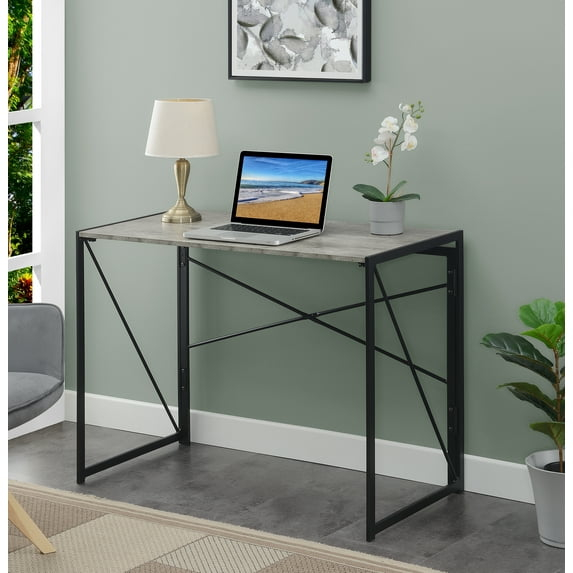 Convenience Concepts 29.50 inches Tall Xtra Folding Desk, Faux Birch/Black, All ages