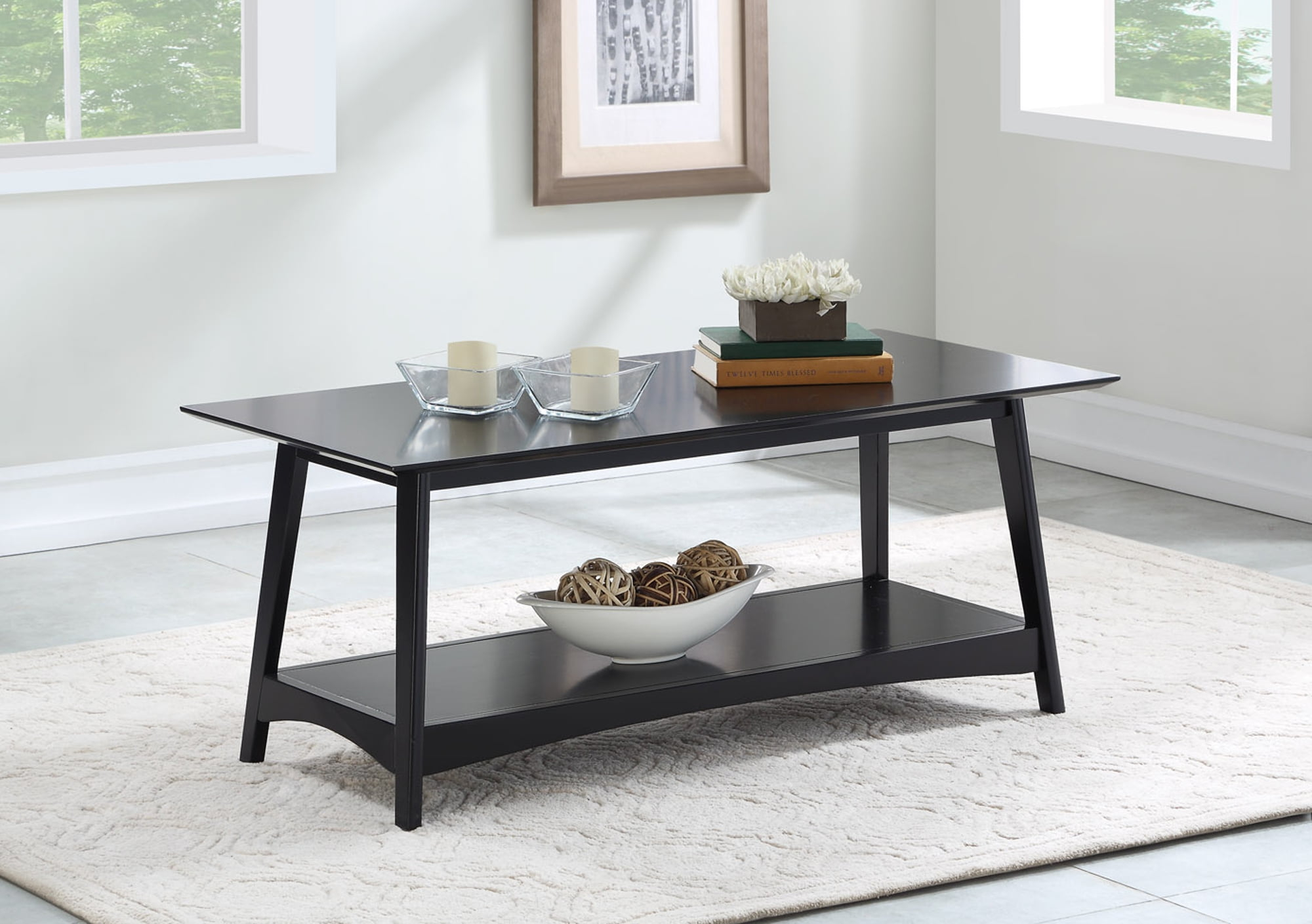 Convenience Concepts Alpine Coffee Table with Shelf, Black