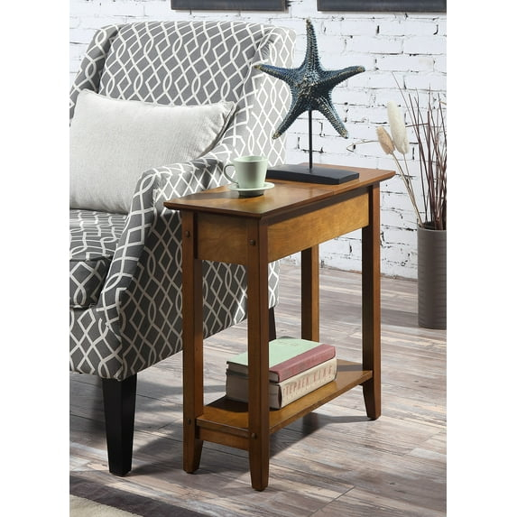 Convenience Concepts American Heritage 24 in. Tall Flip Top End Table, Walnut (Tabletop)