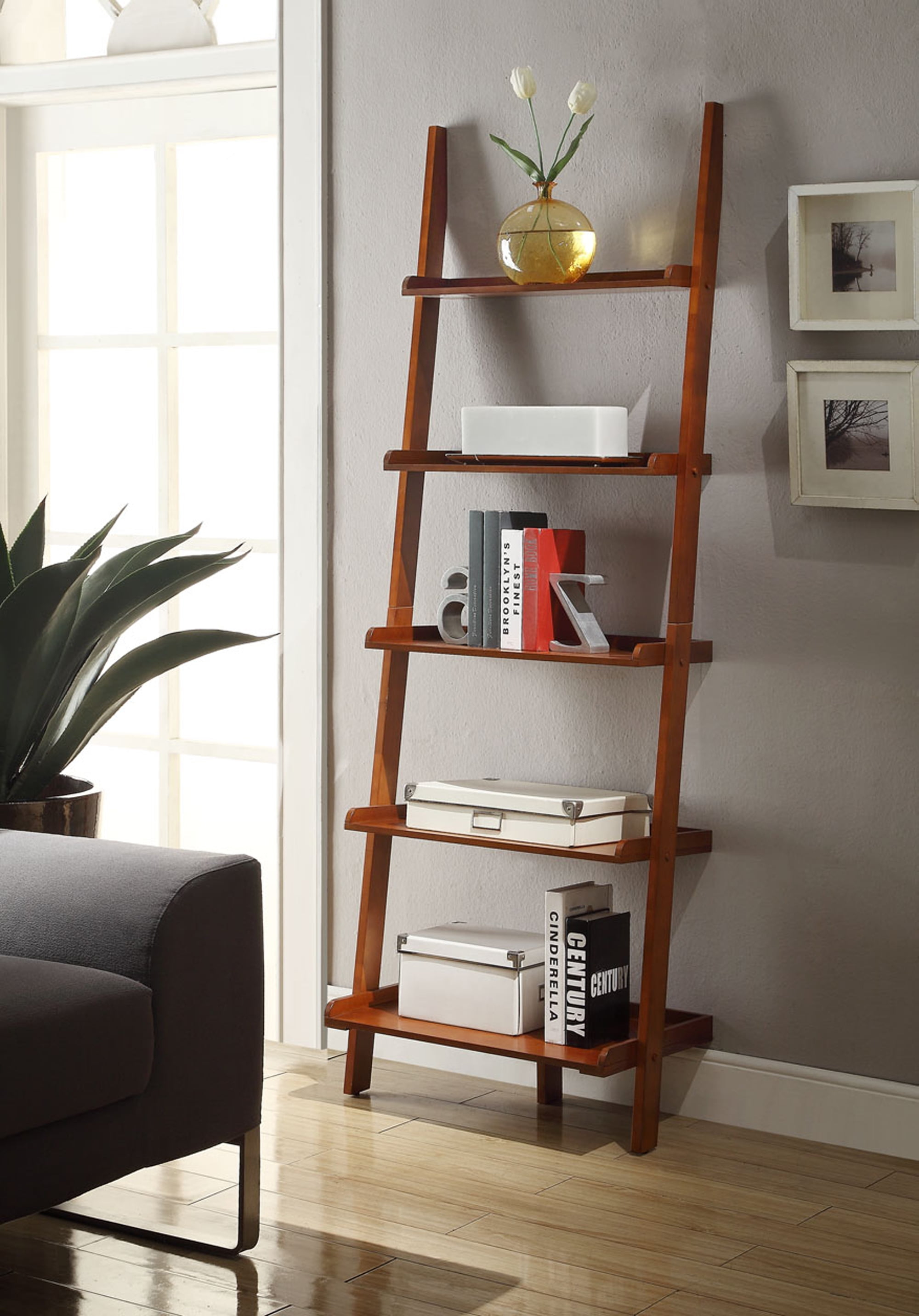 Convenience Concepts American Heritage Bookshelf Ladder, Cherry