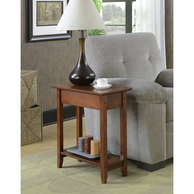 Convenience Concepts American Heritage Flip Top End Table with Shelf, Mahogany