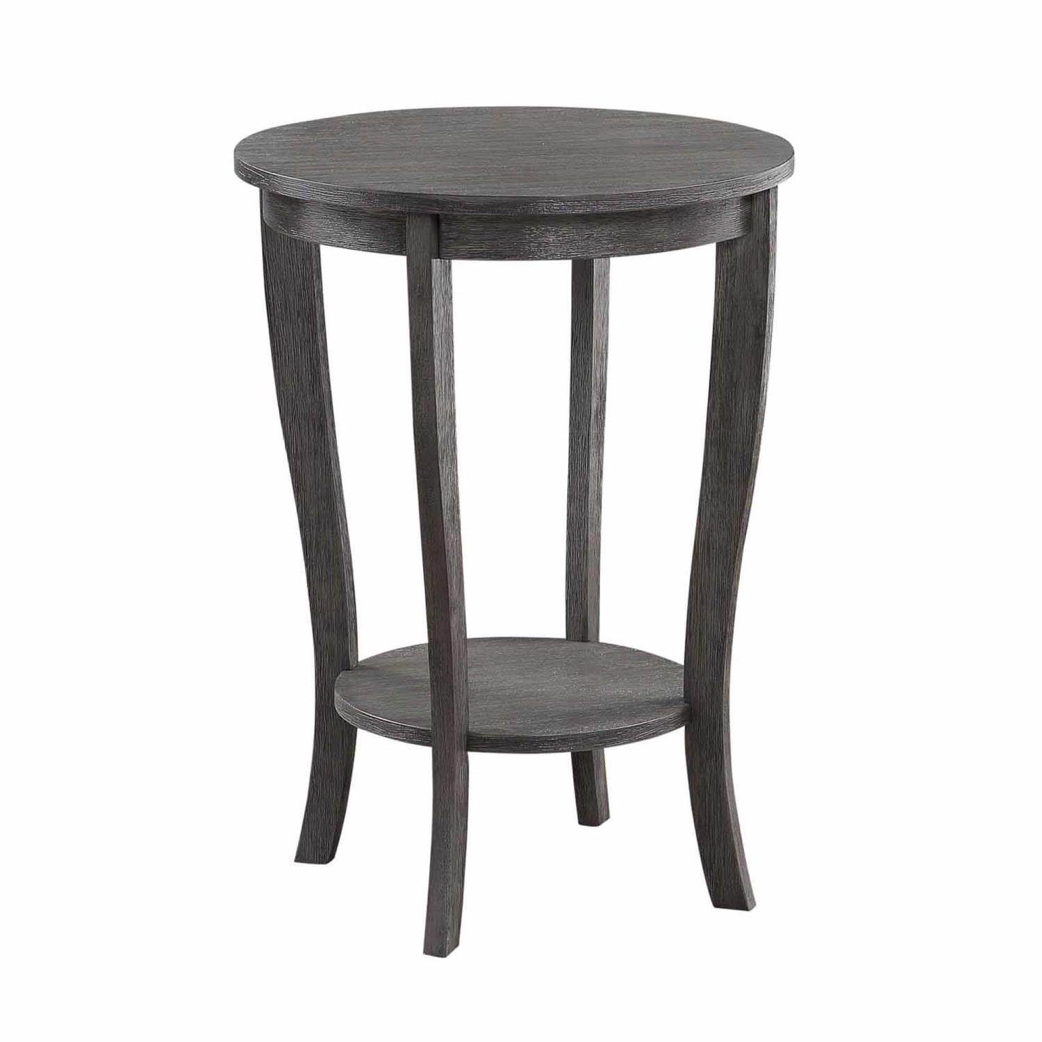 American Heritage Round End Table Dark Gray Wirebrush