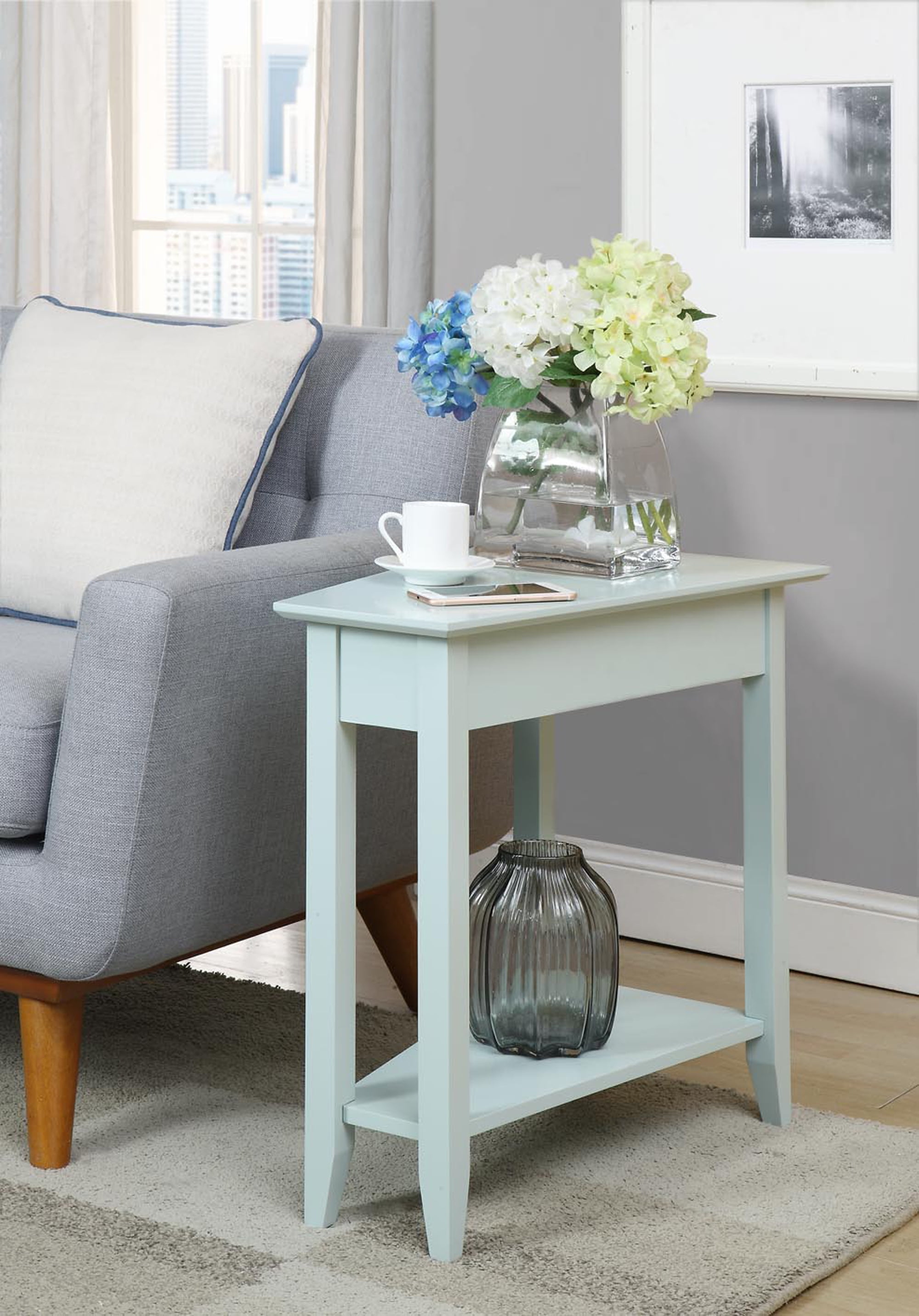 Convenience Concepts American Heritage Wedge End Table, Sea Foam Blue
