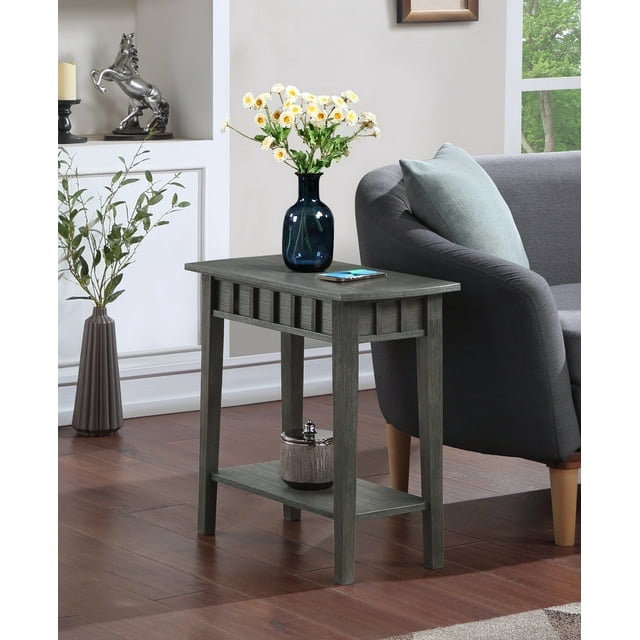 Dennis End Table with Shelf Wirebrush Dark Gray