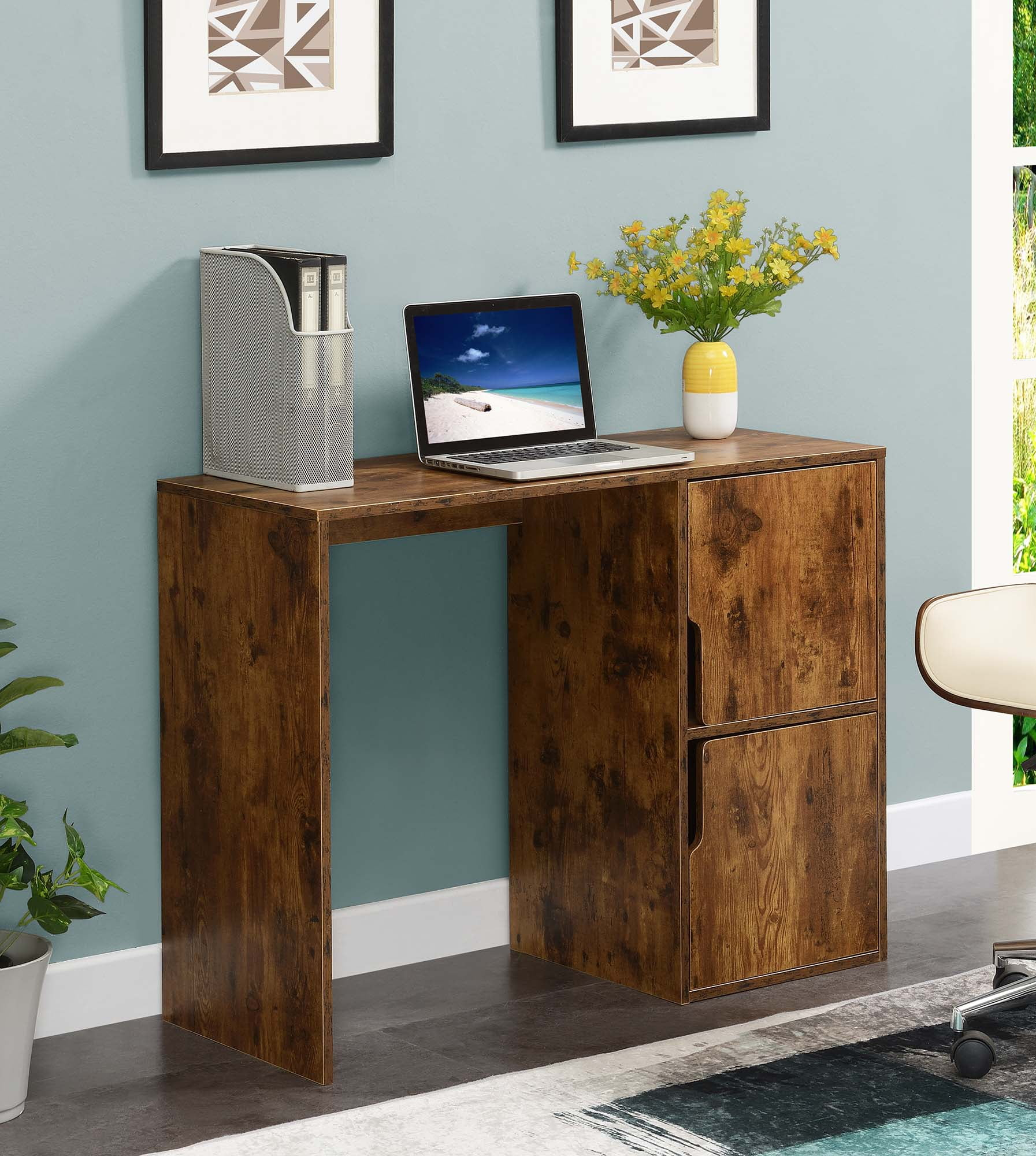 Convenience Concepts Designs2Go 29.50" Tall Student Desk with Storage Cabinets, Barnwood, All Ages