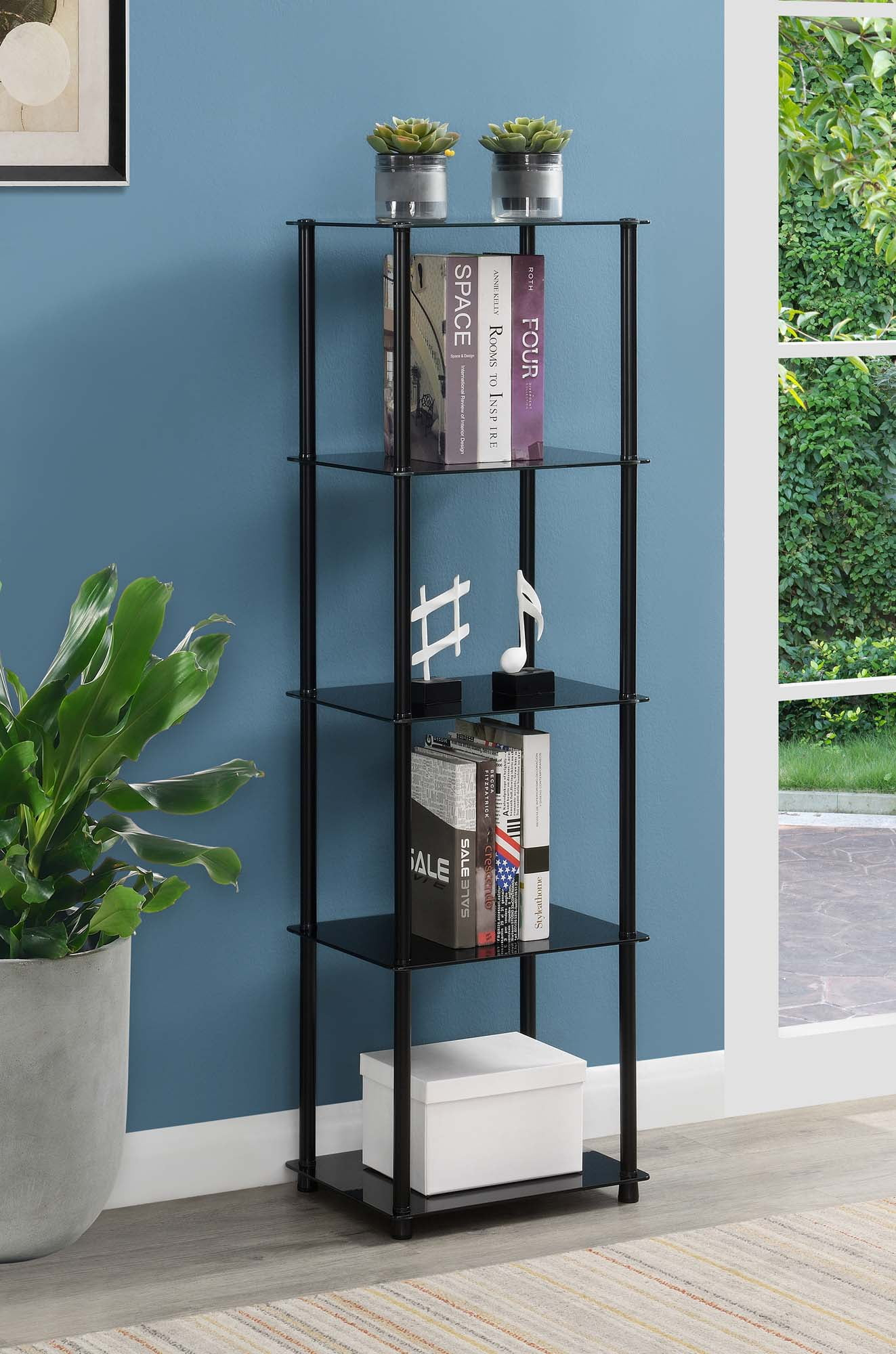 Convenience Concepts Designs2Go Classic Glass 5 Tier Tower, Black Glass
