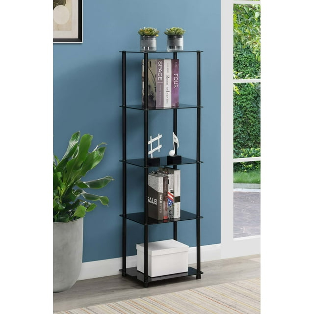 Convenience Concepts Designs2Go Classic Glass 5 Tier Tower, Black Glass