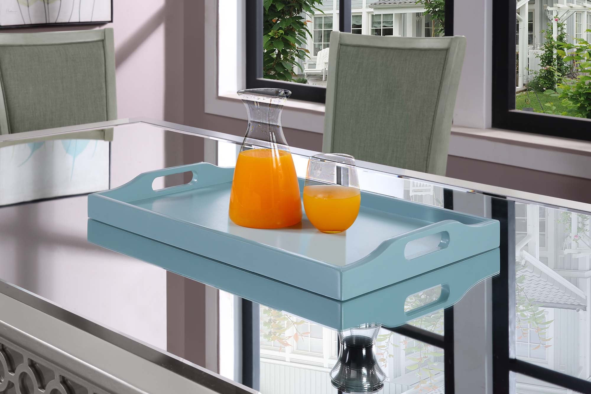 Convenience Concepts Designs2Go Decorative Serving Tray in Sea Foam Blue Wood Finish