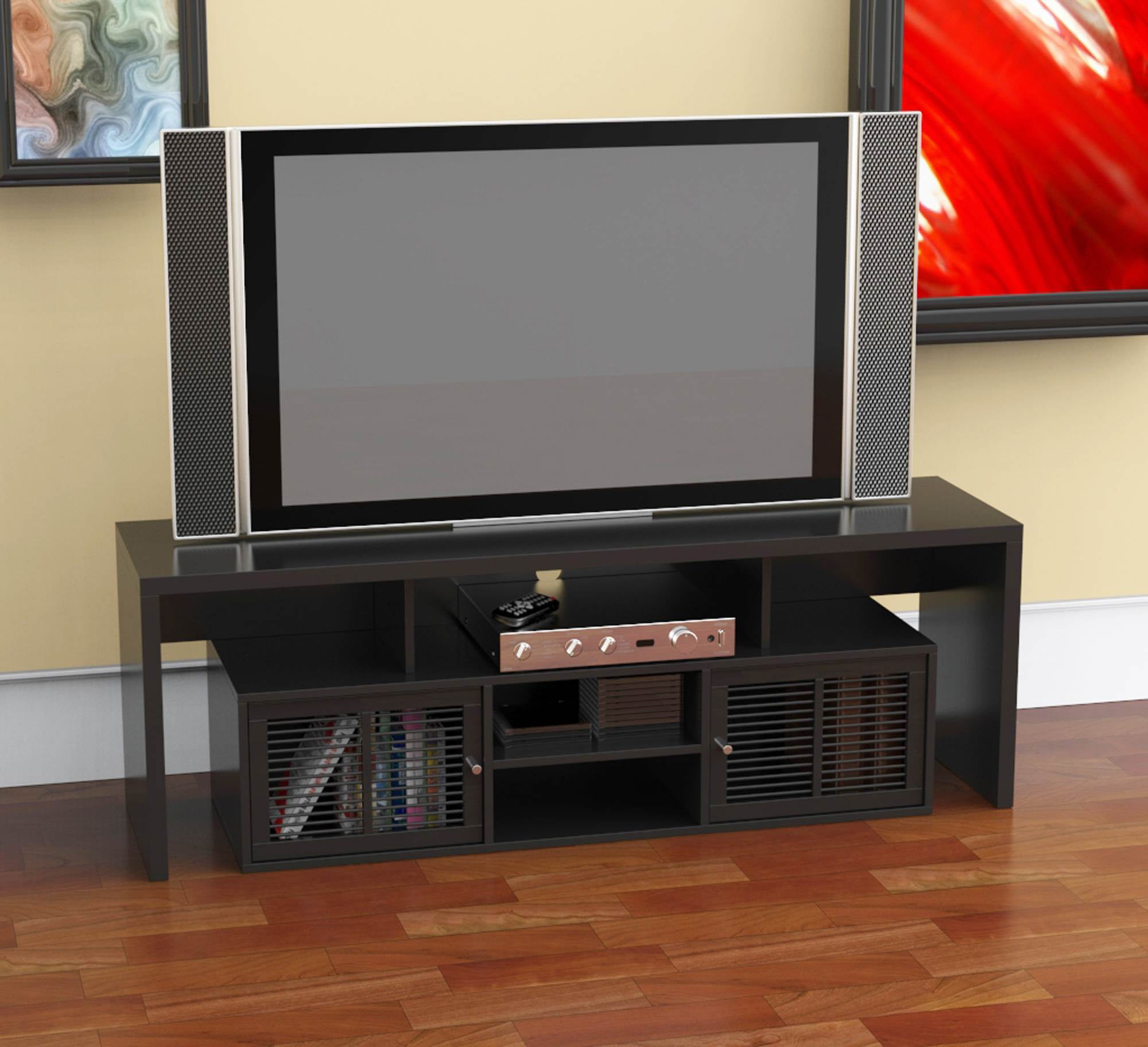 Convenience Concepts Designs2Go Lexington 59" TV Stand in Black Wood Finish