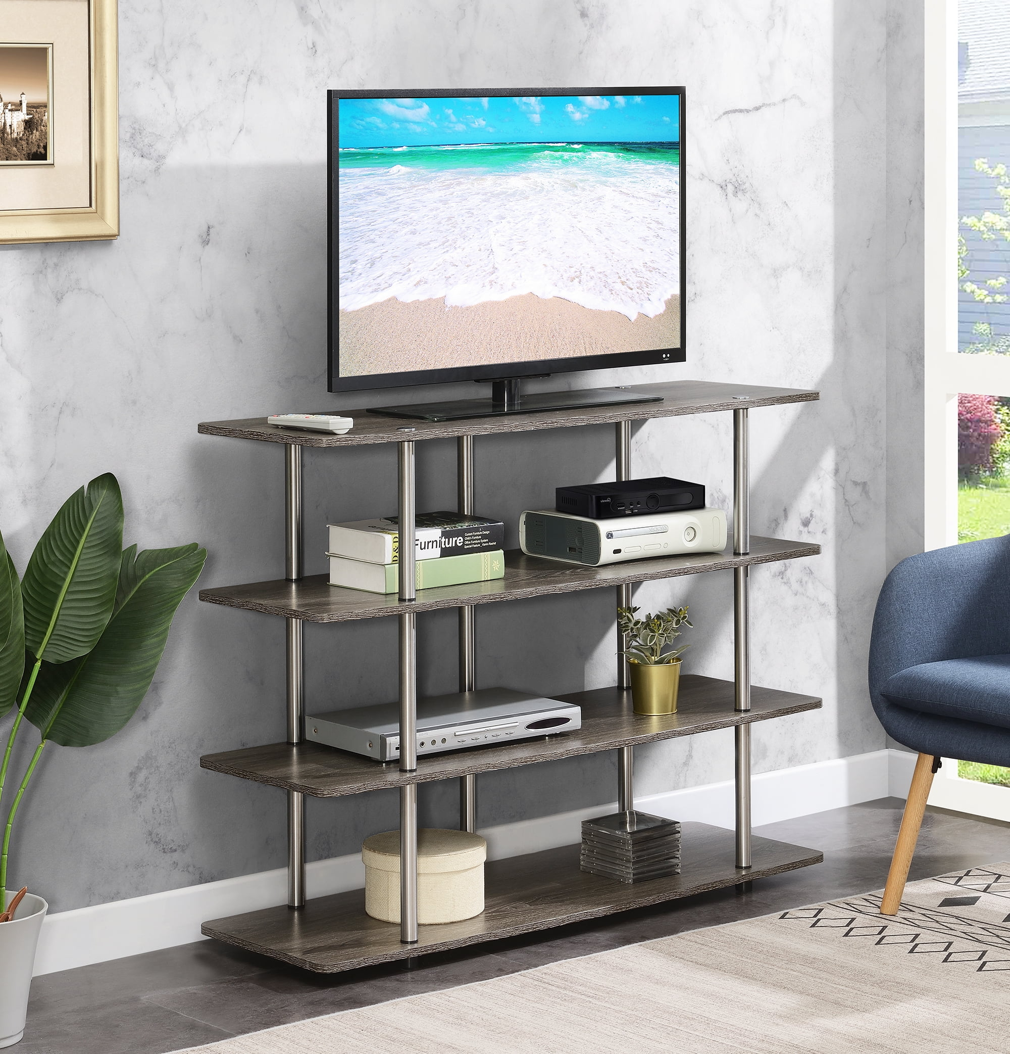 Convenience Concepts Designs2Go XL Highboy 4 Tier TV Stand, Multiple Finishes
