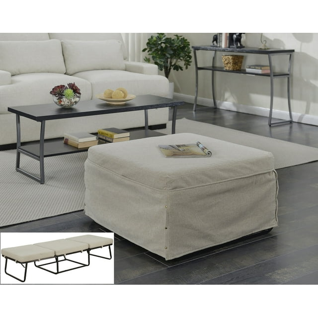 Convenience Concepts Designs4Comfort Folding Bed Ottoman, Soft Beige Fabric