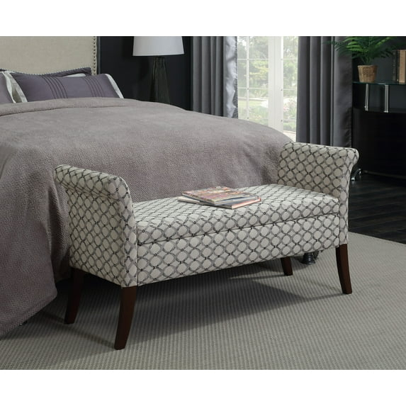 Designs4Comfort Garbo Storage Bench Ottoman  Ribbon Pattern Fabric