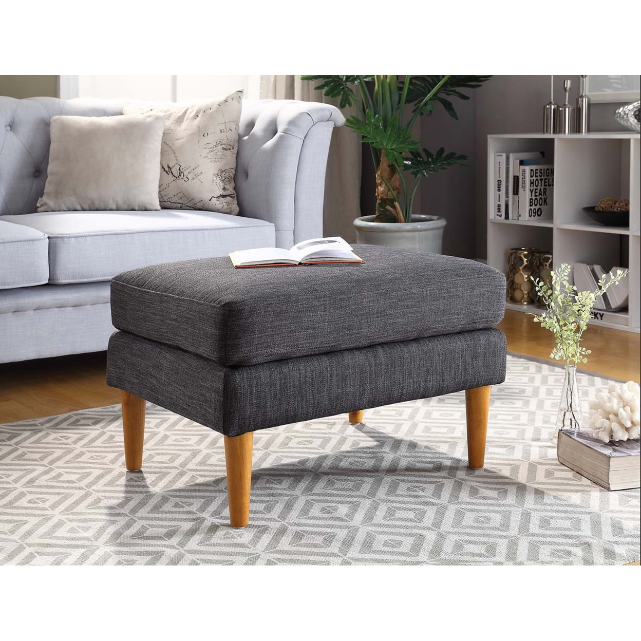 Convenience Concepts Designs4Comfort No Tools Marlow Mid Century Ottoman