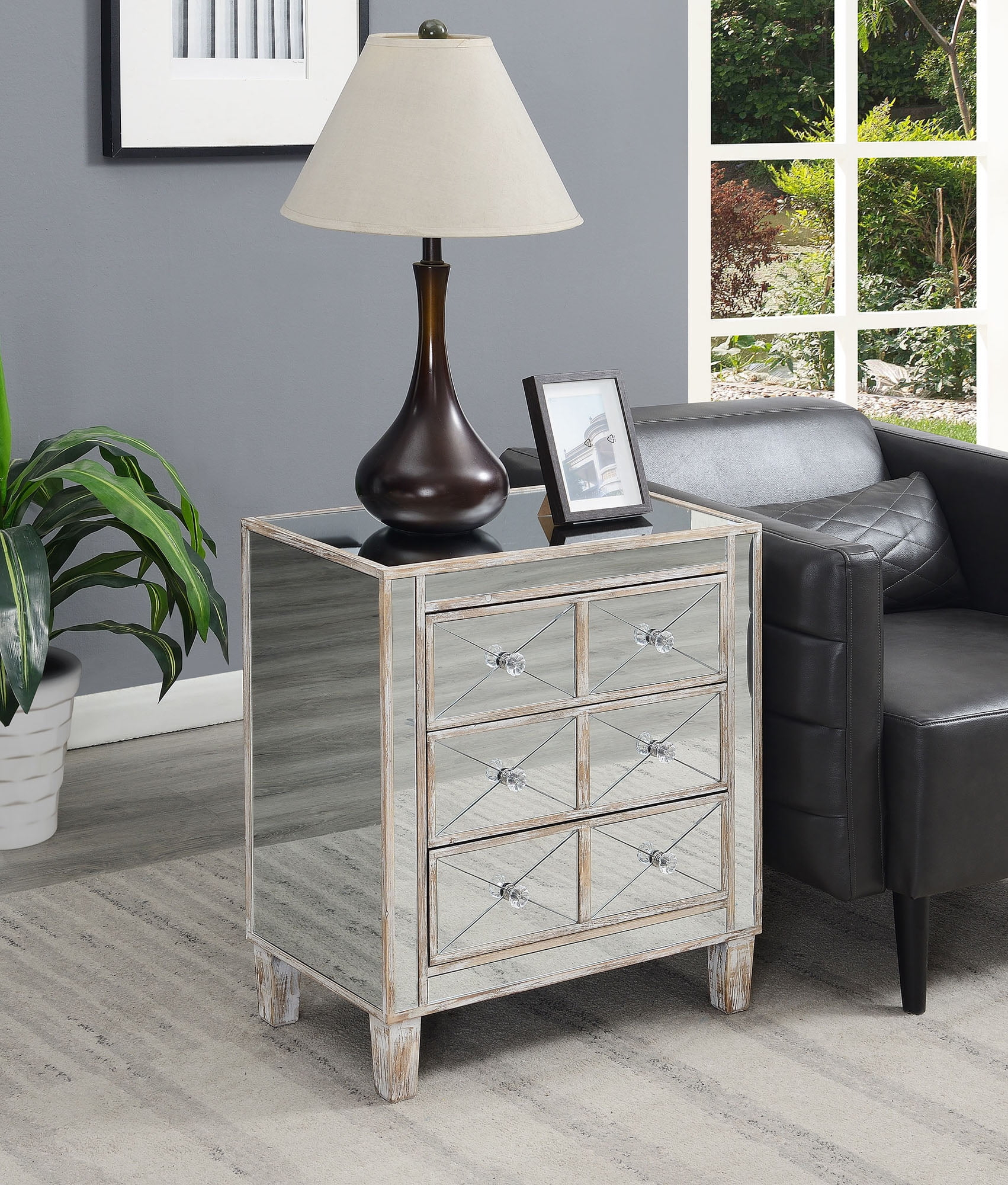Convenience Concepts Gold Coast BettyB Mirrored End Table, Multiple Finishes